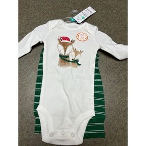 Carter's Christmas 3 mo NWT 2 piece set reindeer shirt/stripe pants